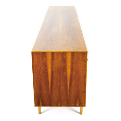 Long Walnut Sliding Door Cabinet by H. Rosengren Hansen for Brande Møbelindustri