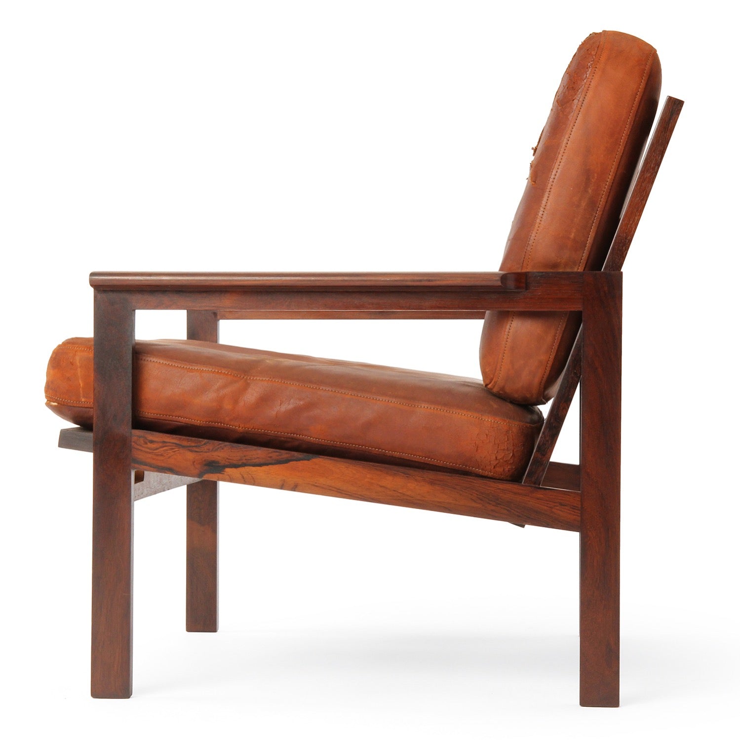 Rosewood and Leather Arm Chair by Illum Wikkelso for N. Eilersen