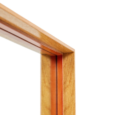 Original ‘Thin Line’ Solid Wood Mirror with Leather Trim by WYETH, Made to Order - WYETH