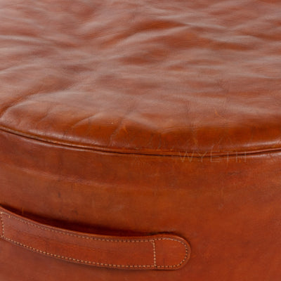 Red Leather Stool by Ivan Schlechter