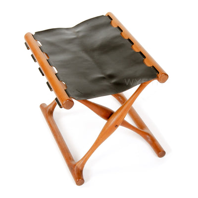 Leather Folding Stool by Poul Hundevad