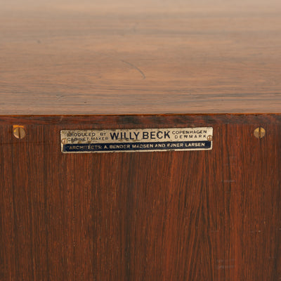 Finely Made Rosewood Cabinet with Tambour Doors by Ejner Larsen & Aksel Bender Madsen for Willy Beck, 1950s
