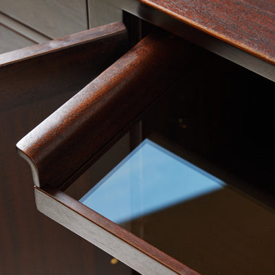 Modernist sideboard cabinet with unique bronze hardware. by Edward Wormley for Dunbar - WYETH