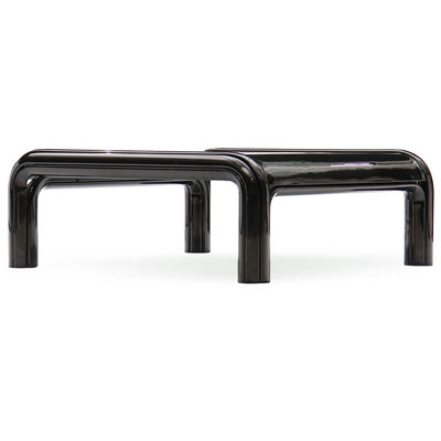 Pair of Glass and Steel Low Tables by Gae Aulenti, 1970s