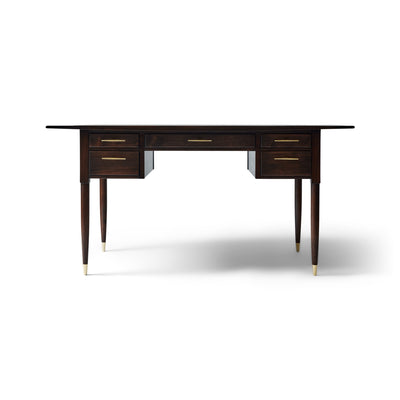 Walnut Desk with Drawers and Inset Leather Top by Edward Wormley for Dunbar, 1960s
