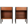 A Pair of Steel Frame Walnut Side Tables/Night Stands by Kip Stewart & Stewart McDougal for Vista Malibu Group