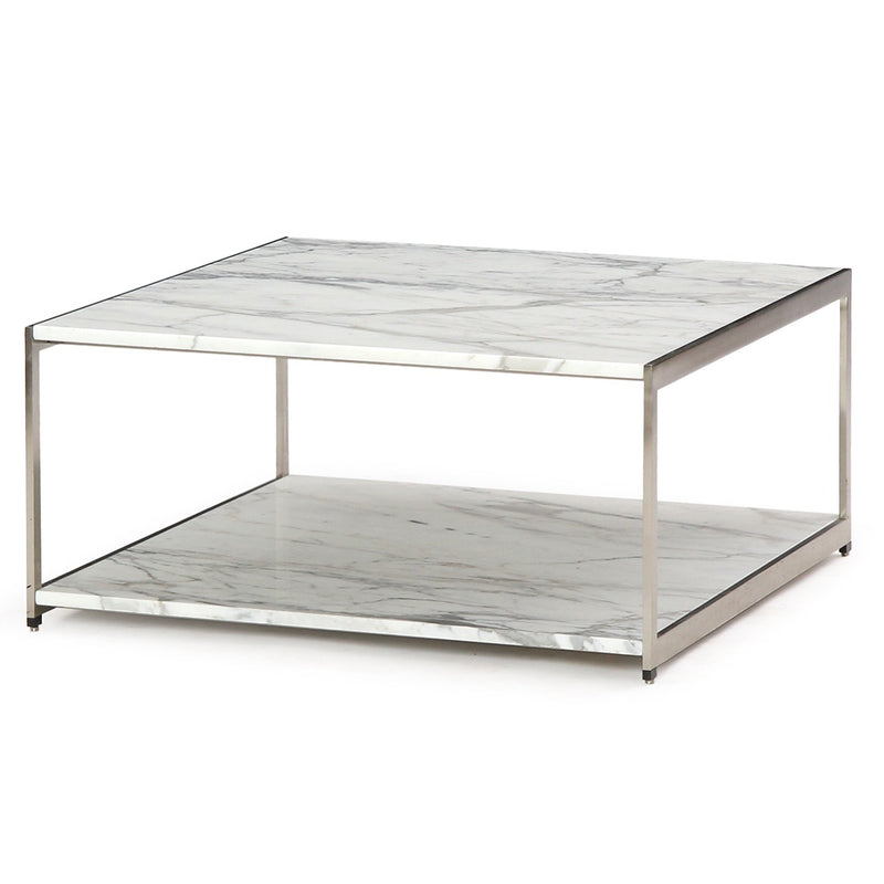 Two-Tiered Carrara Marble Table by Ward Bennett for Brickel Associates, 1960s