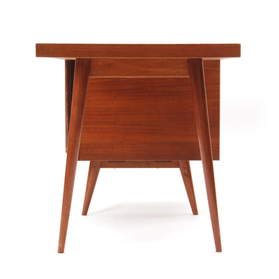 Mahogany Modernist Desk with Gallery Edge Top by Jens Risom