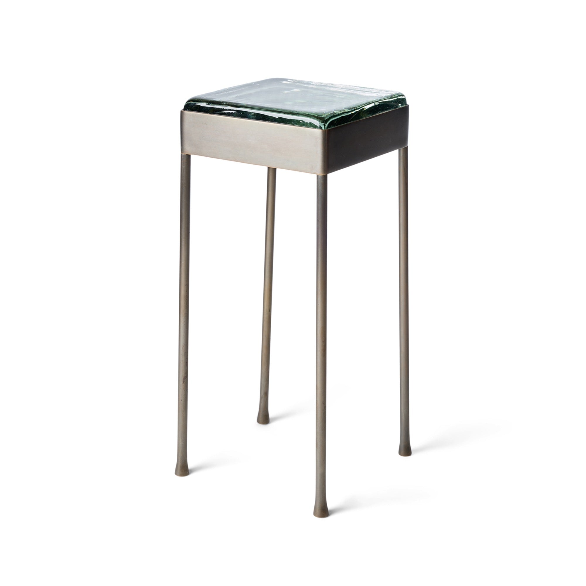 Glass Block Cocktail Table in Stainless with Perforated Top by WYETH