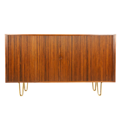 Finely Made Rosewood Cabinet with Tambour Doors by Ejner Larsen & Aksel Bender Madsen for Willy Beck, 1950s