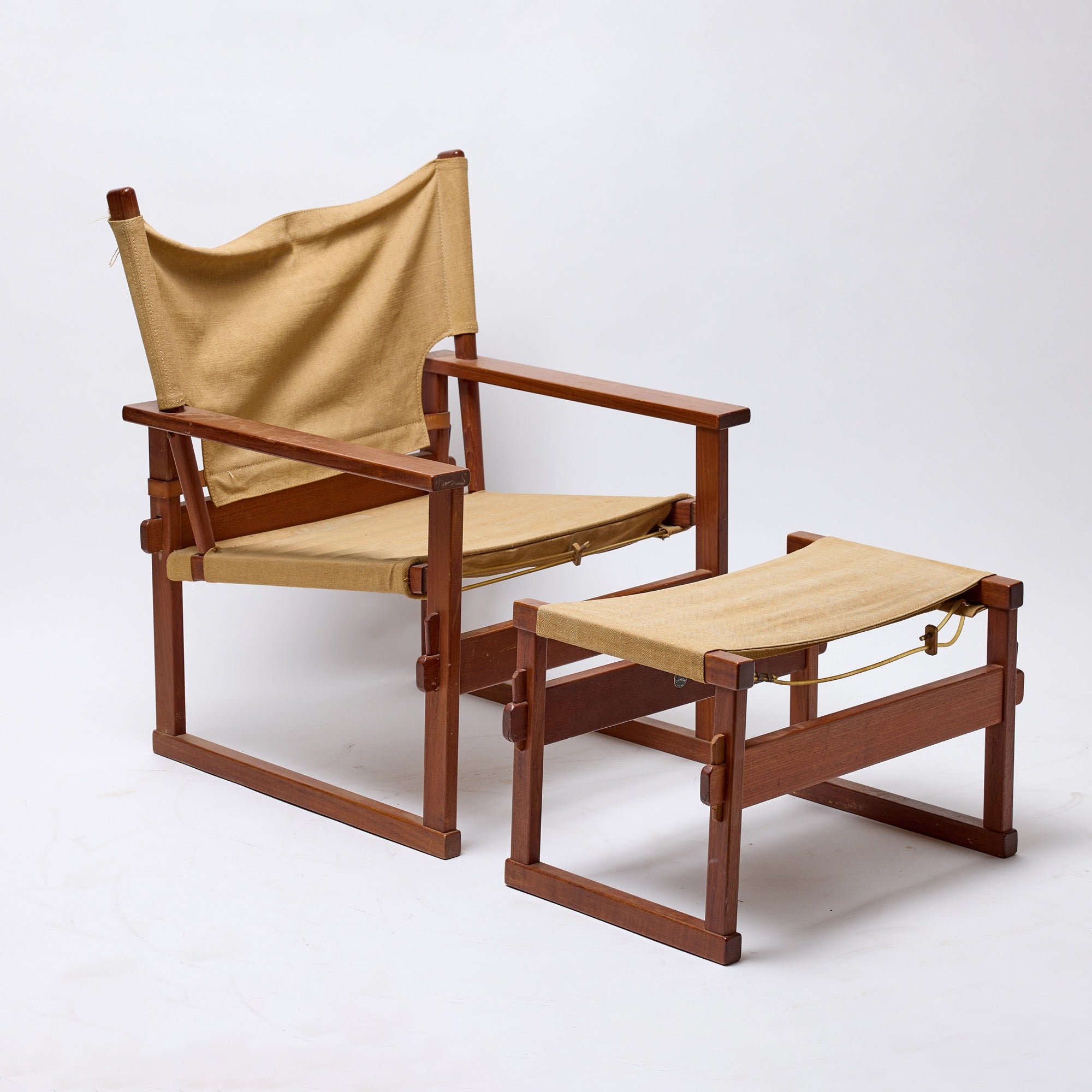 Teak Safari Chair and Ottoman by Poul Hundevad, 1950's