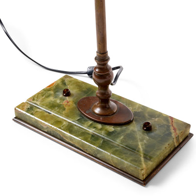 Bronze Bankers Lamp with Green Onyx Base for Frink Co.