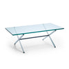 X Base Parallel Bar Glass Top Low Table by Florence Knoll for Knoll