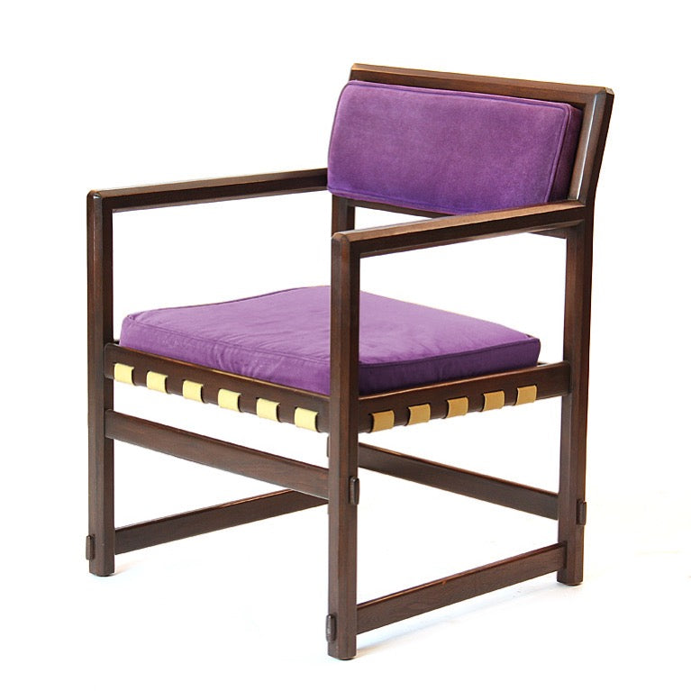 A Octaganal Frame Lounge Chair with Arms by Edward Wormley for Dunbar