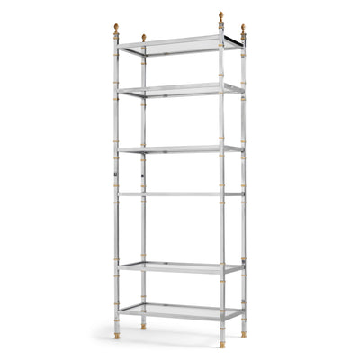 A Glamorous Chrome and Bronze Bookshelf /Étagère (pair available) from France, 1970s