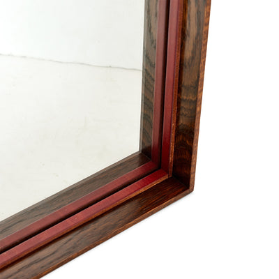 Original ‘Thin Line’ Solid Wood Mirror with Leather Trim by WYETH