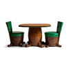 Unusual Barrel Base Game Table and Chairs Set for Old Hickory