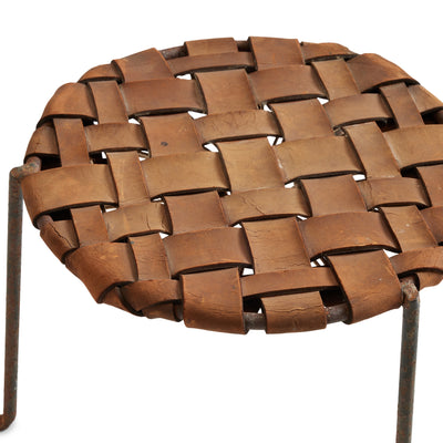 Woven Leather Stool by Swift and Monell