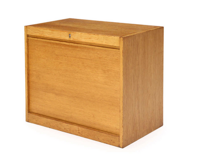 Oak Tambour Door File Cabinet by Hans J. Wegner for Johannes Hansen, 1960s