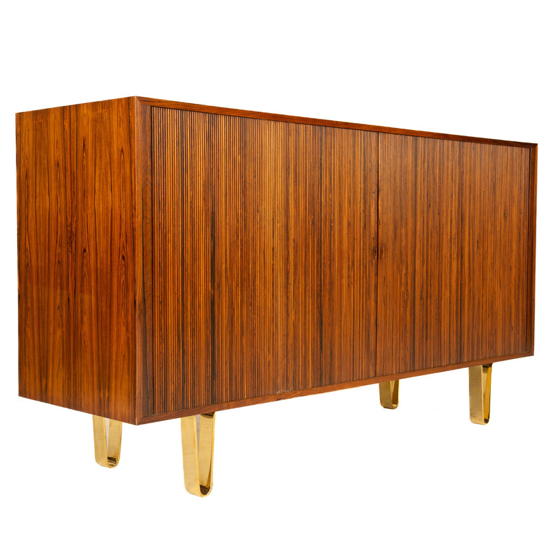 Finely Made Rosewood Cabinet with Tambour Doors by Ejner Larsen & Aksel Bender Madsen for Willy Beck, 1950s