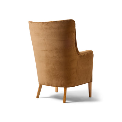 Tan Velvet Danish High Back Lounge Chair
