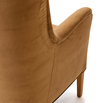 Tan Velvet Danish High Back Lounge Chair