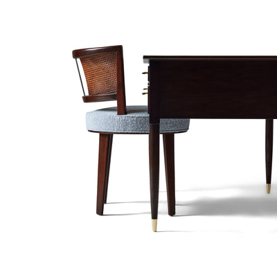 Walnut Desk with Drawers and Inset Leather Top by Edward Wormley for Dunbar, 1960s