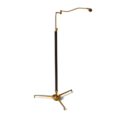 Adjustable Italian Leather Wrapped Floor Lamp by Angelo Lelli for Arredoluce