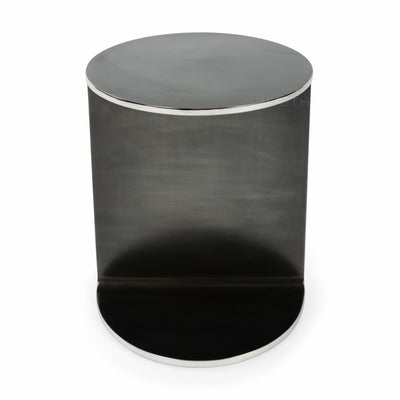 ‘Round I-Beam’ Side Table in Blackened Stainless Steel with Polished Edges by WYETH, Made to Order