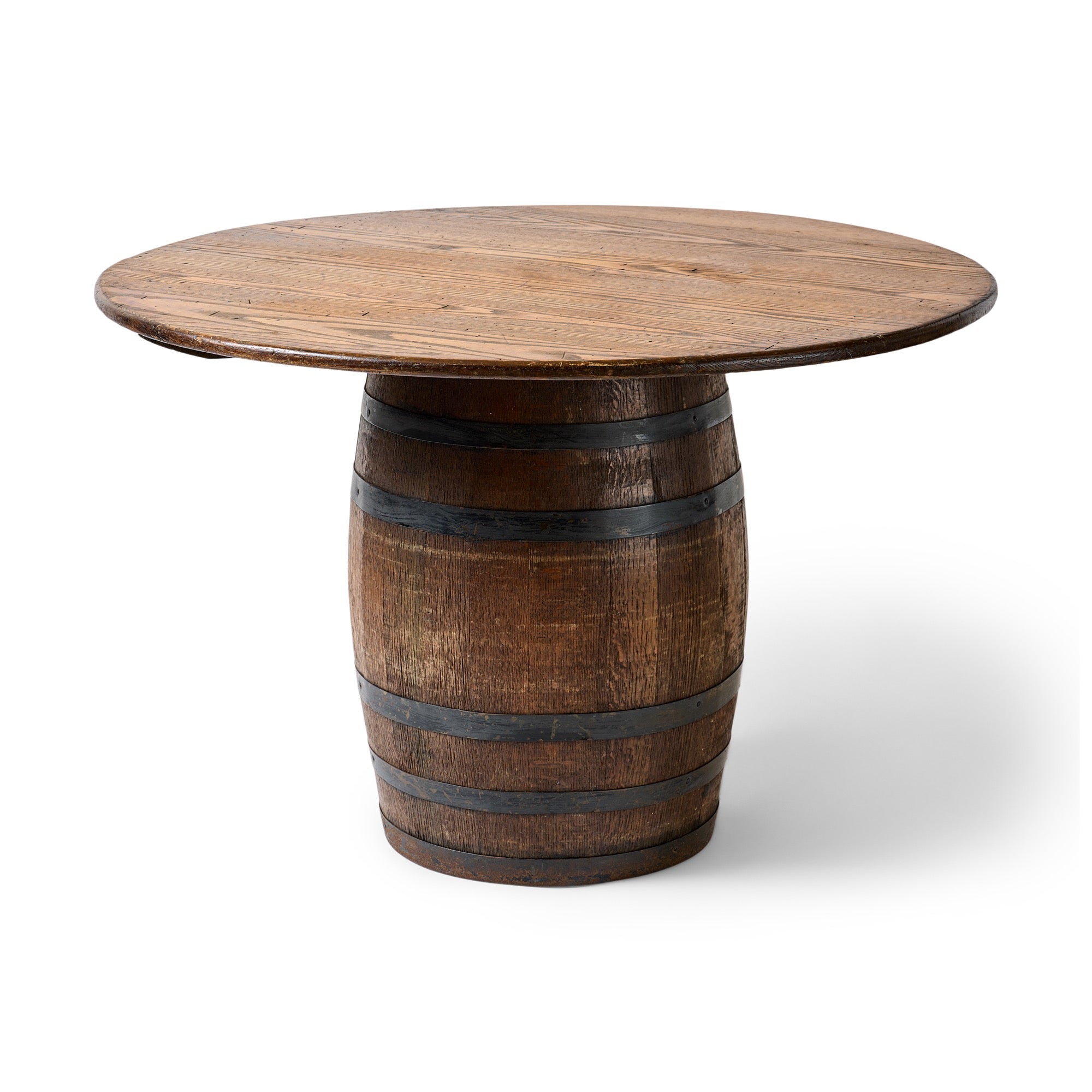 Staved Wood & Iron Barrel Table for Old Hickory