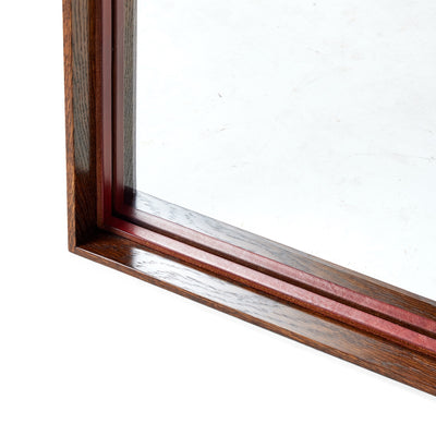 Original ‘Thin Line’ Solid Wood Mirror with Leather Trim by WYETH