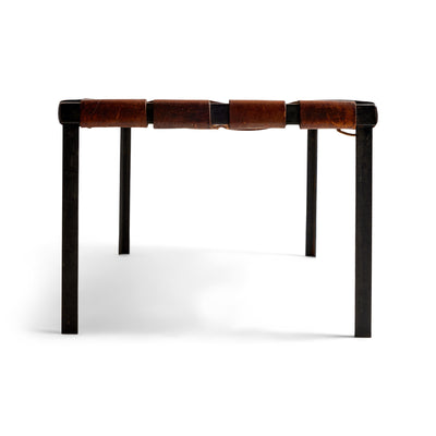 Woven Leather Bench by Swift and Monell