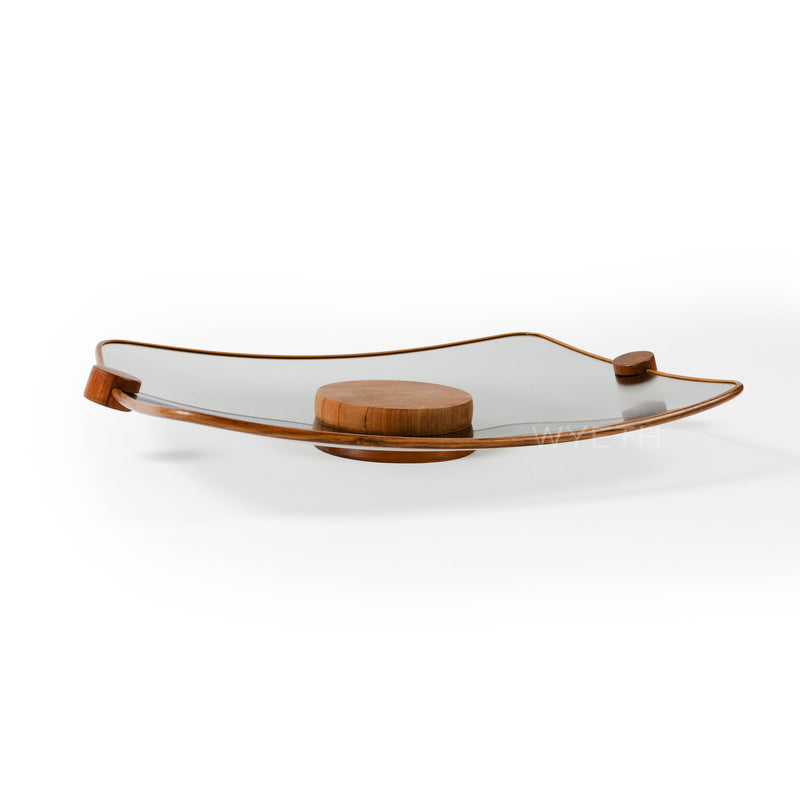 Teak and Glass Serving Tray