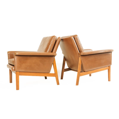 Pair Of Leather Arm Chairs by France and Son for France & Son, 1960's