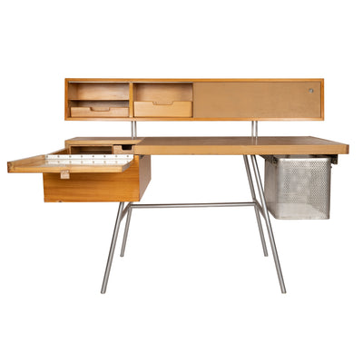 Leather, Primavera, and Steel Desk by George Nelson for Herman Miller, 1946