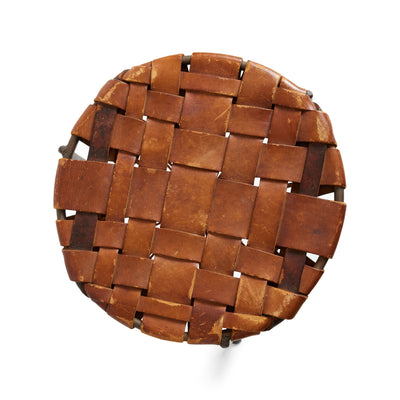 Woven Leather Stool by Swift and Monell