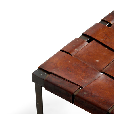 Woven Leather Bench by Swift and Monell