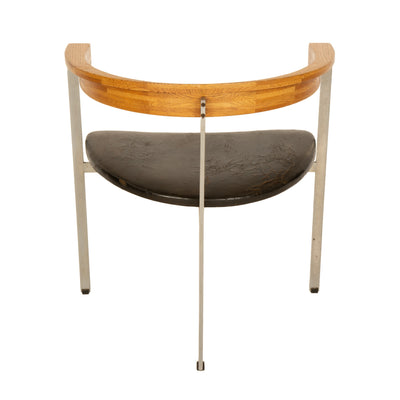 Oak Steel and Leather PK-11 Chair by Poul Kjaerholm for E. Kold Christensen, 1957
