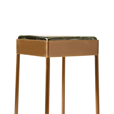 Glass Block Cocktail Table in Darkened Bronze with Round Legs by WYETH, Made to Order