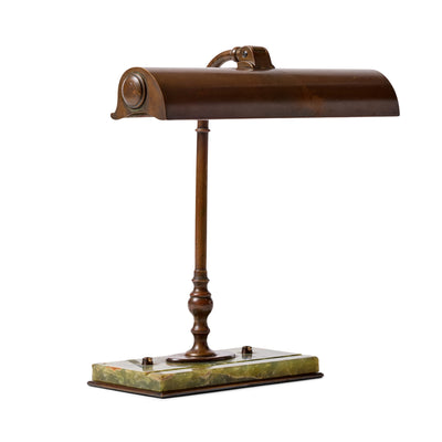 Bronze Bankers Lamp with Green Onyx Base for Frink Co.