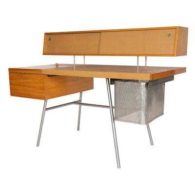 Leather, Primavera, and Steel Desk by George Nelson for Herman Miller, 1946