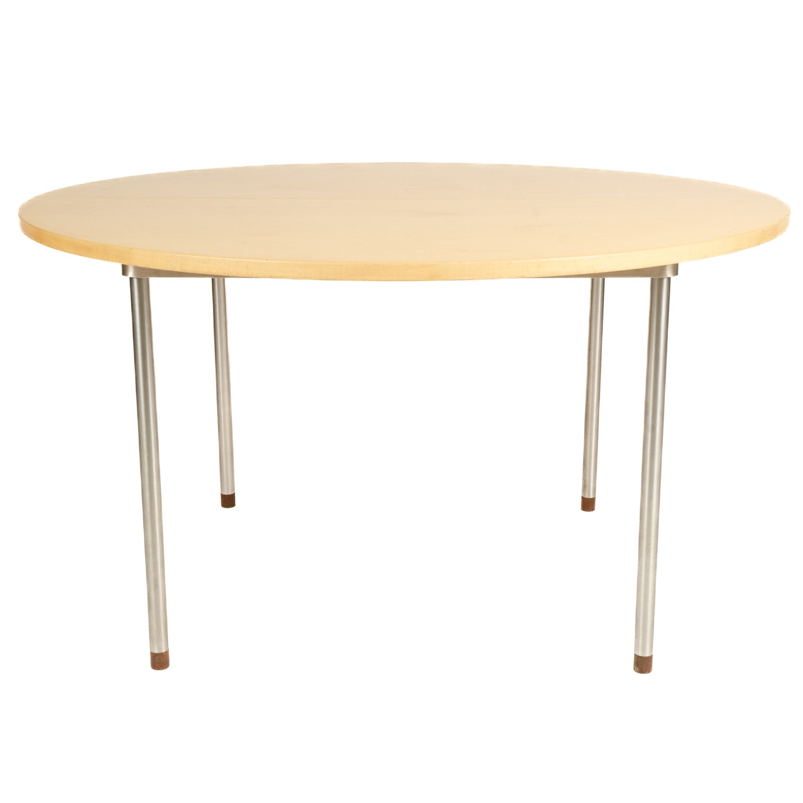 Minimal Birch and Metal Dining Table by Hans J. Wegner for PP Mobler, 1965