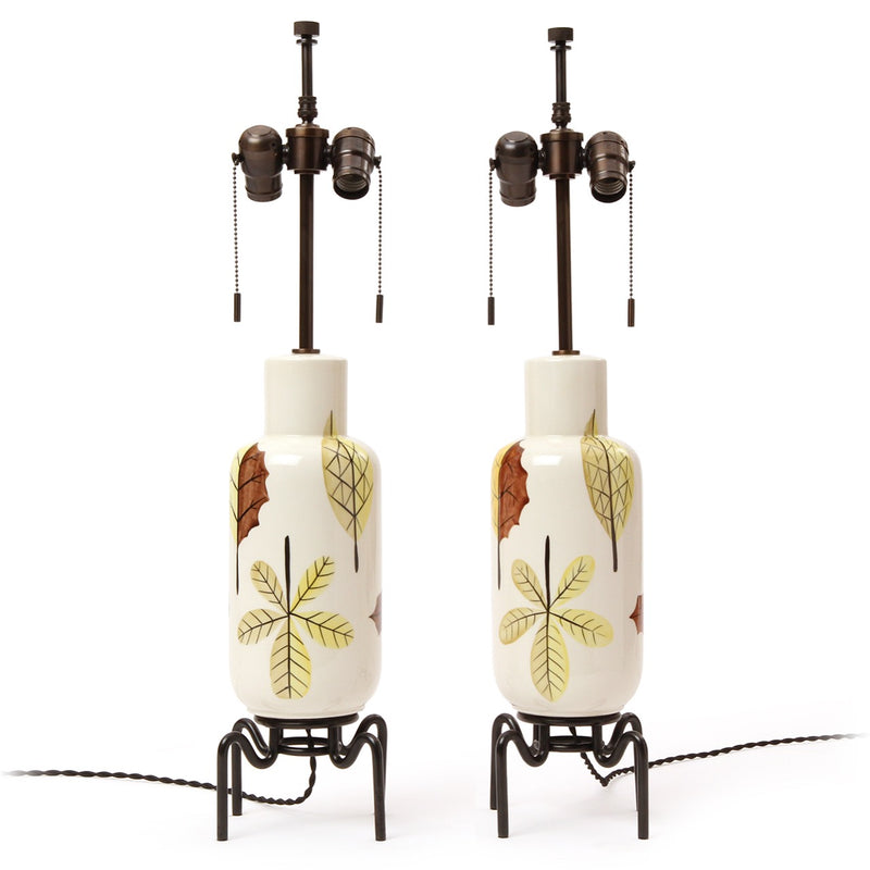 Pair of Foliate Table Lamps from Italy