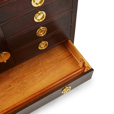 Modernist sideboard cabinet with unique bronze hardware. by Edward Wormley for Dunbar