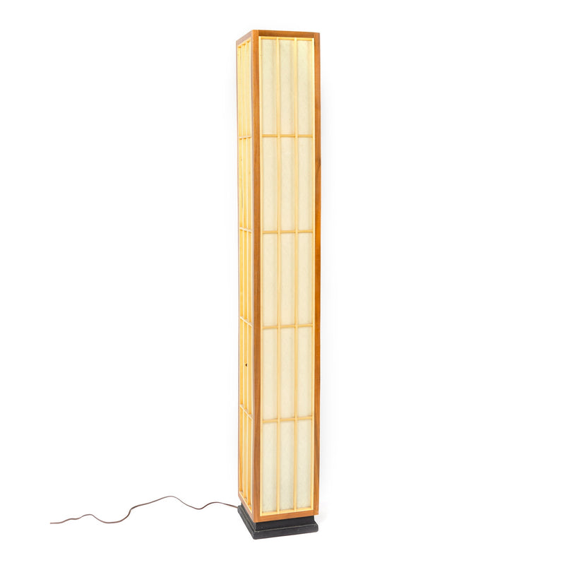 Japanese Inspired Grid Shade Floor Lamp for Lightolier, 1970's