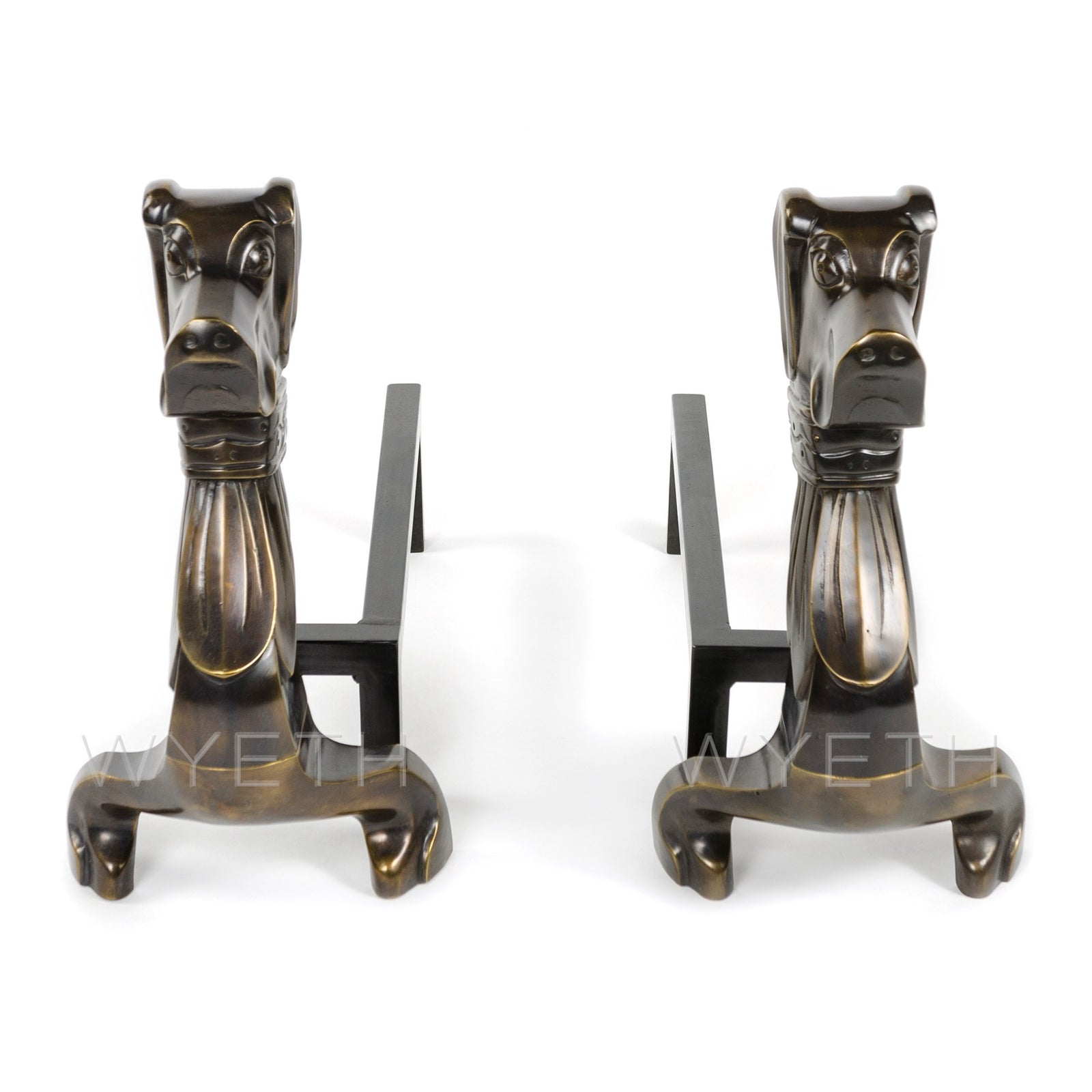 Bronze Hound Fireplace Andirons from USA
