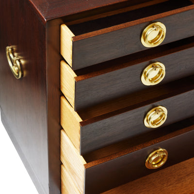 Modernist sideboard cabinet with unique bronze hardware. by Edward Wormley for Dunbar - WYETH