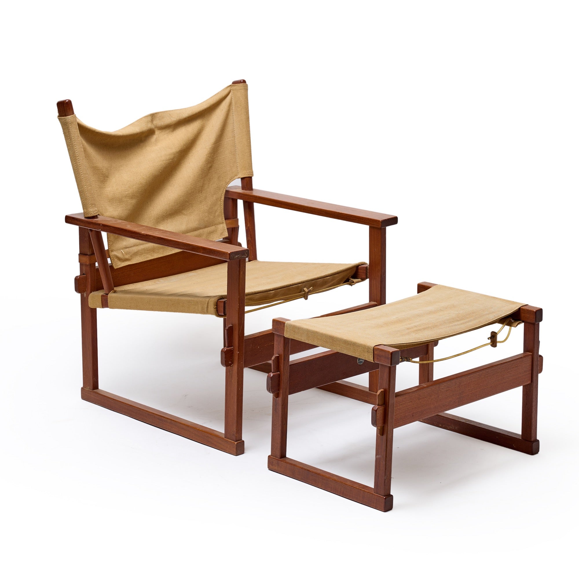 Teak Safari Chair and Ottoman by Poul Hundevad, 1950's