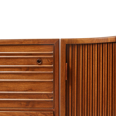 A Corner Walnut Sideboard With Tambour Doors by Edward Wormley for Dunbar, 1950's