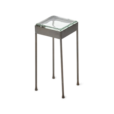 'Vista' Glass Block Table in Blackened Polished Stainless Steel with Round Legs by WYETH